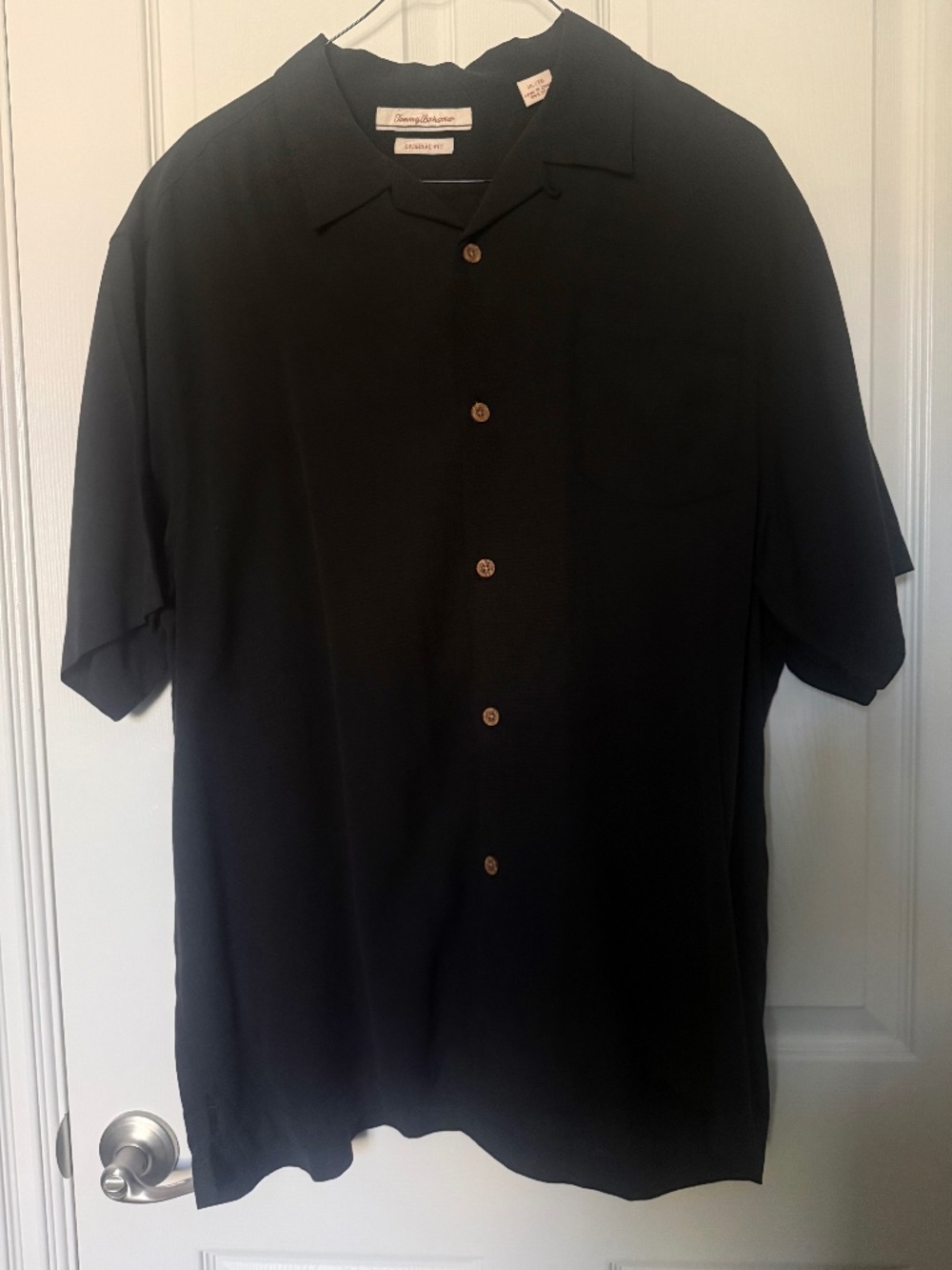 Tommy Bahama SS Black Silk button up shirt, SZ XL/TG